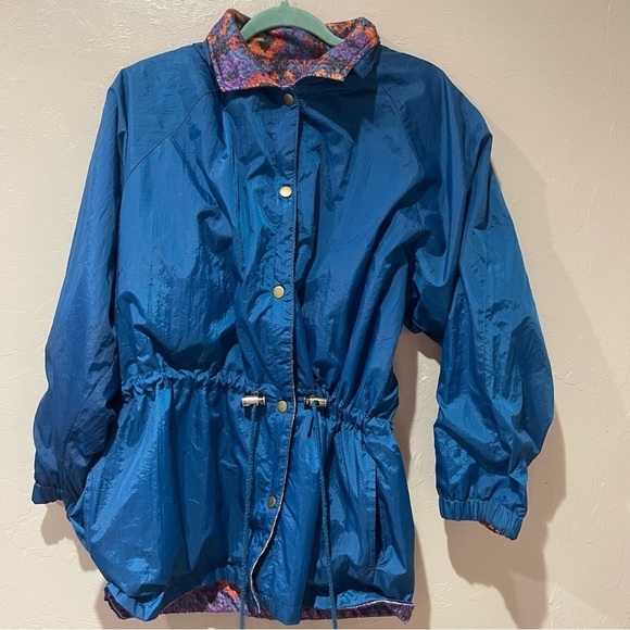80s Retro Vtg. Reversible Abstract Windbreaker Jacket SM - Picture 3 of 8